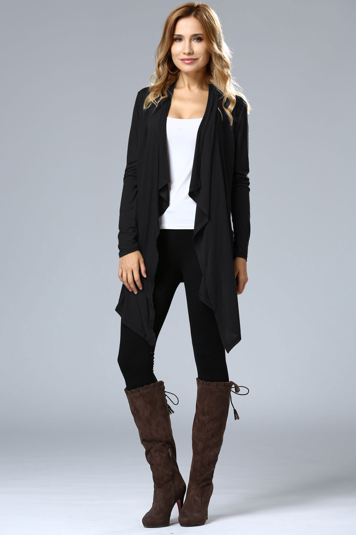 SZ60004-1 Asymmetric Neck Casual Cardigans